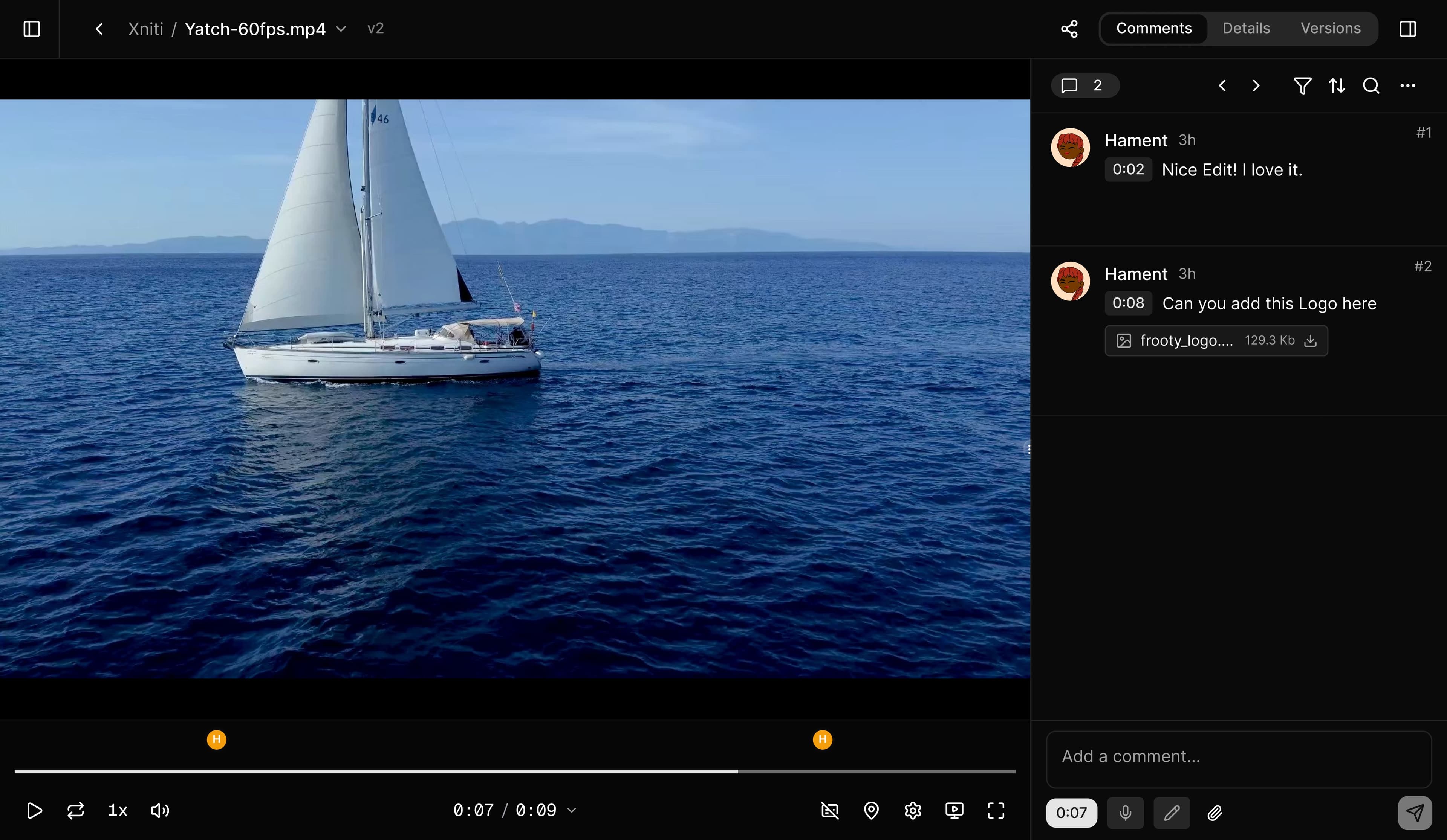 Frooty video review interface